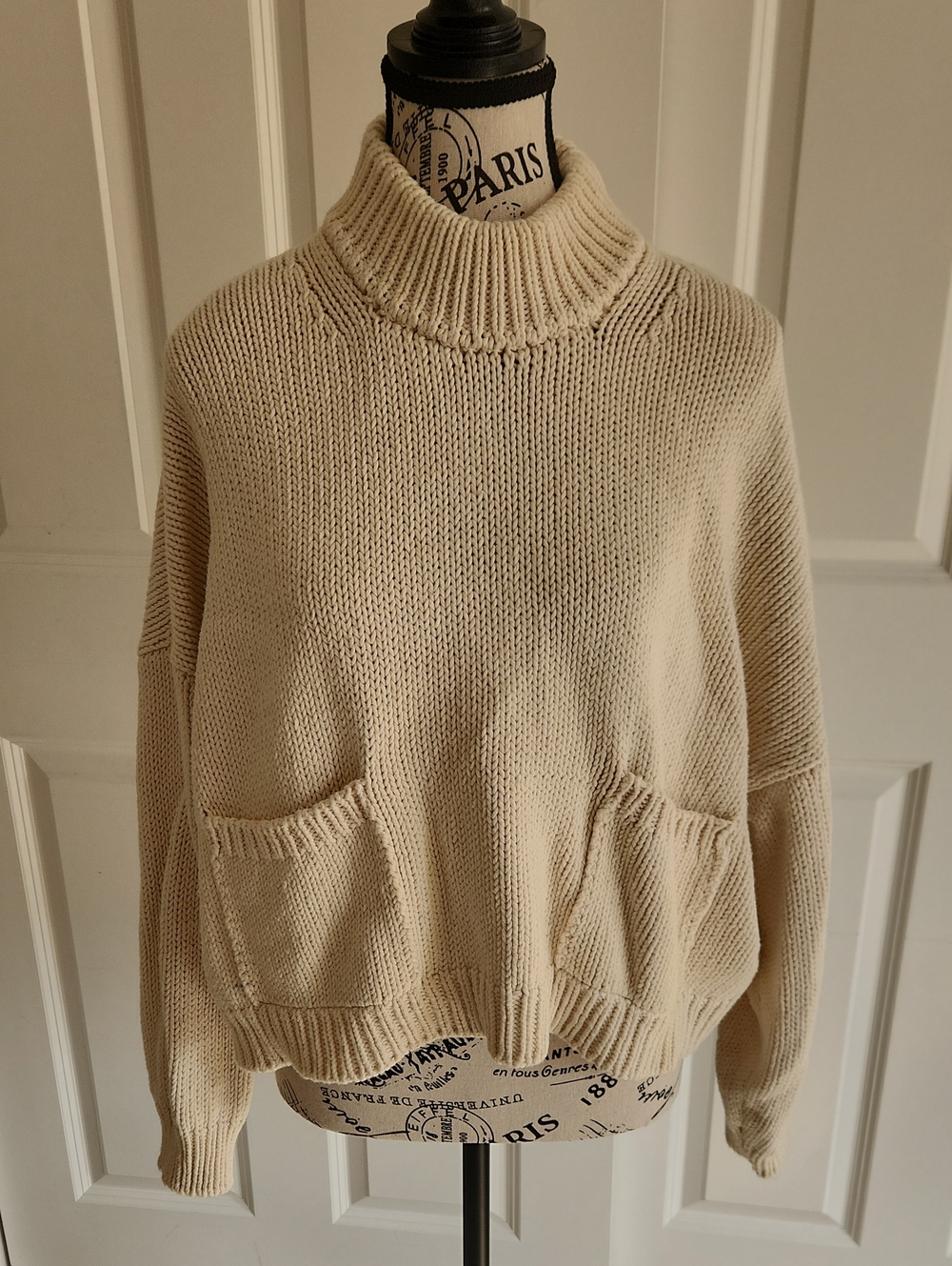 Babaa Ivory Pocket Cotton Sweater No 20
